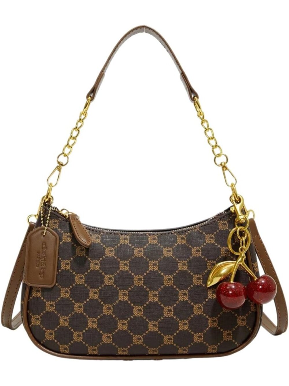 👜Women's Brown PU Leather Gold Chain Hobo Shoulder Bag Zipper Handbag Purse